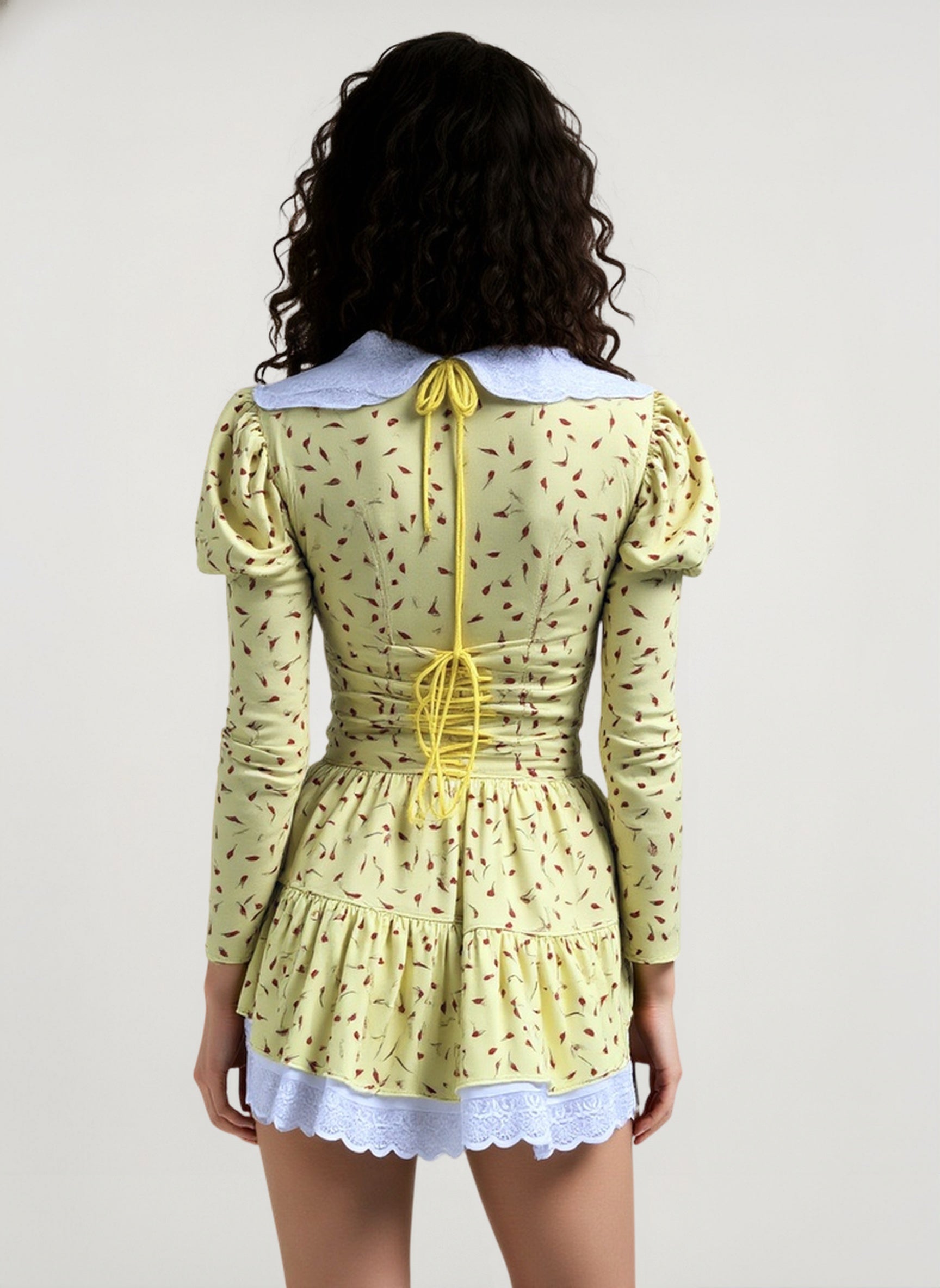 Peter Pan Collar Short Sleeve Floral Mini Dress