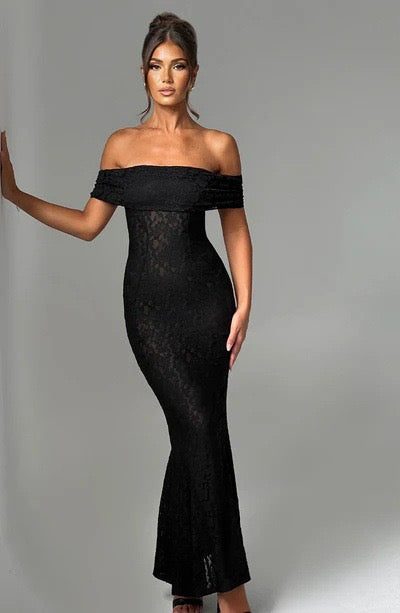 Lace Backless Dress With Shawl
