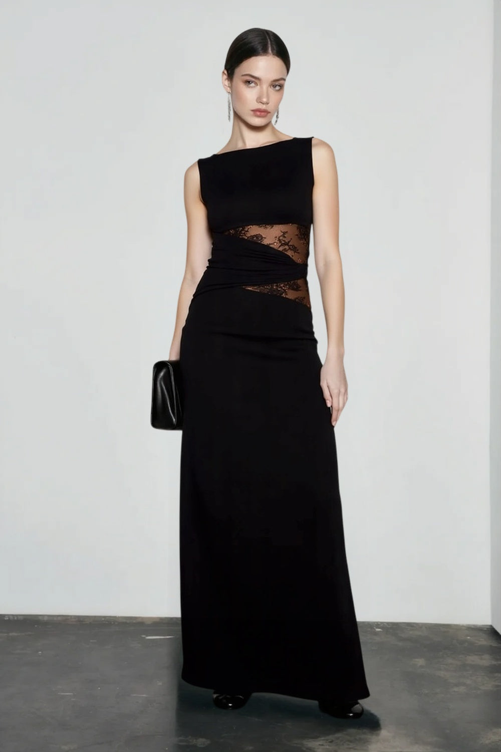 Cut Out Lace Panel Sleeveless Bodycon Dress