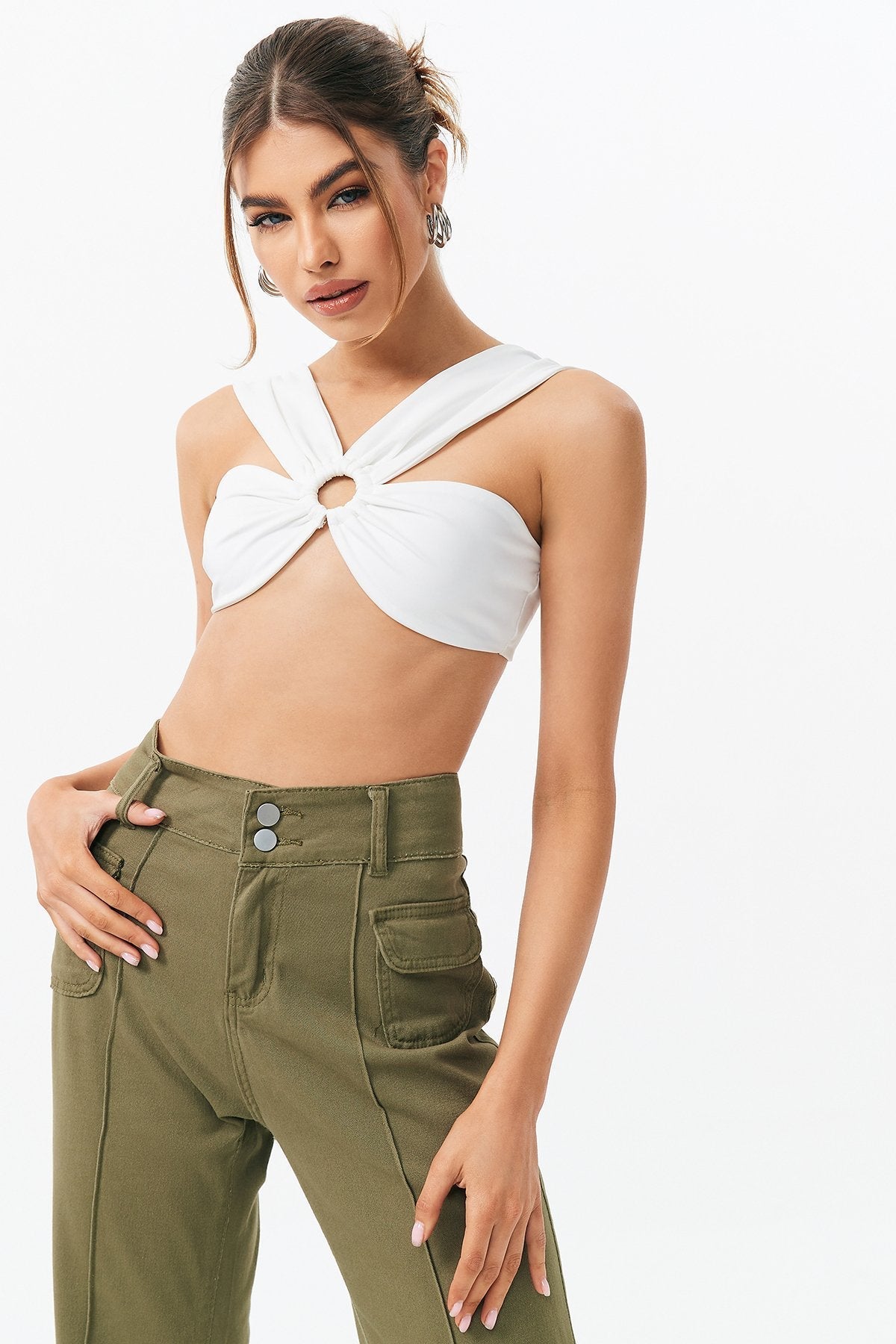 O-Ring Front Cut Out Crop Top