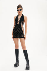 Cut Out Backless Halter Neck Bodycon Dress