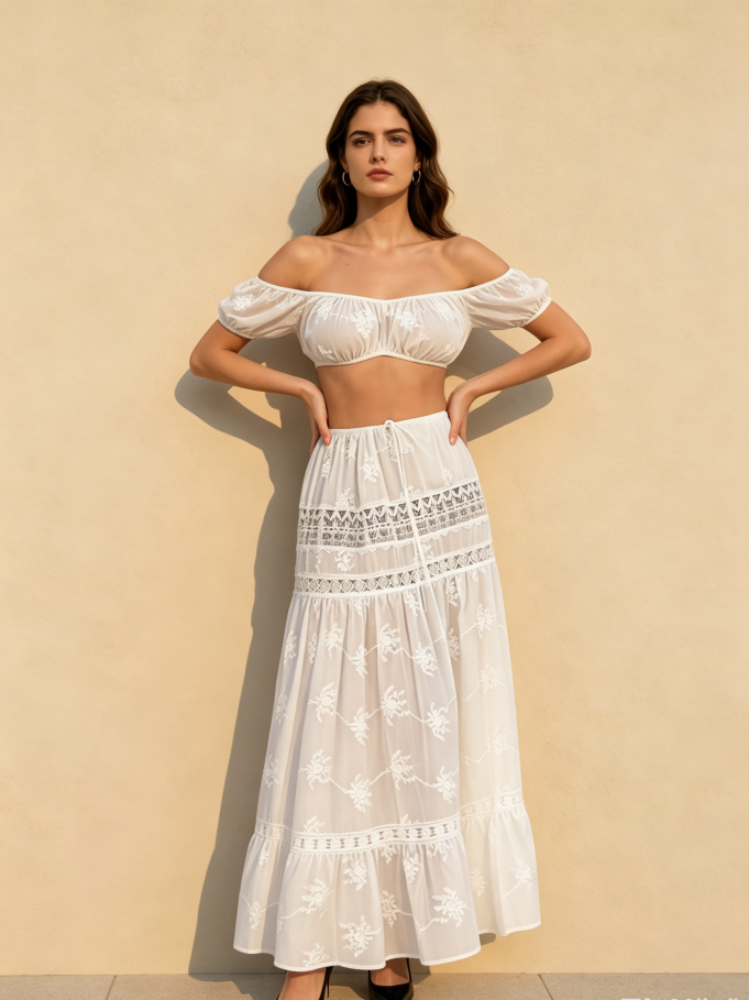 Pure Desire Crop Camisole High - Waist Skirt Set