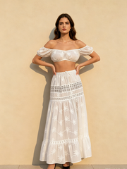 Pure Desire Crop Camisole High - Waist Skirt Set