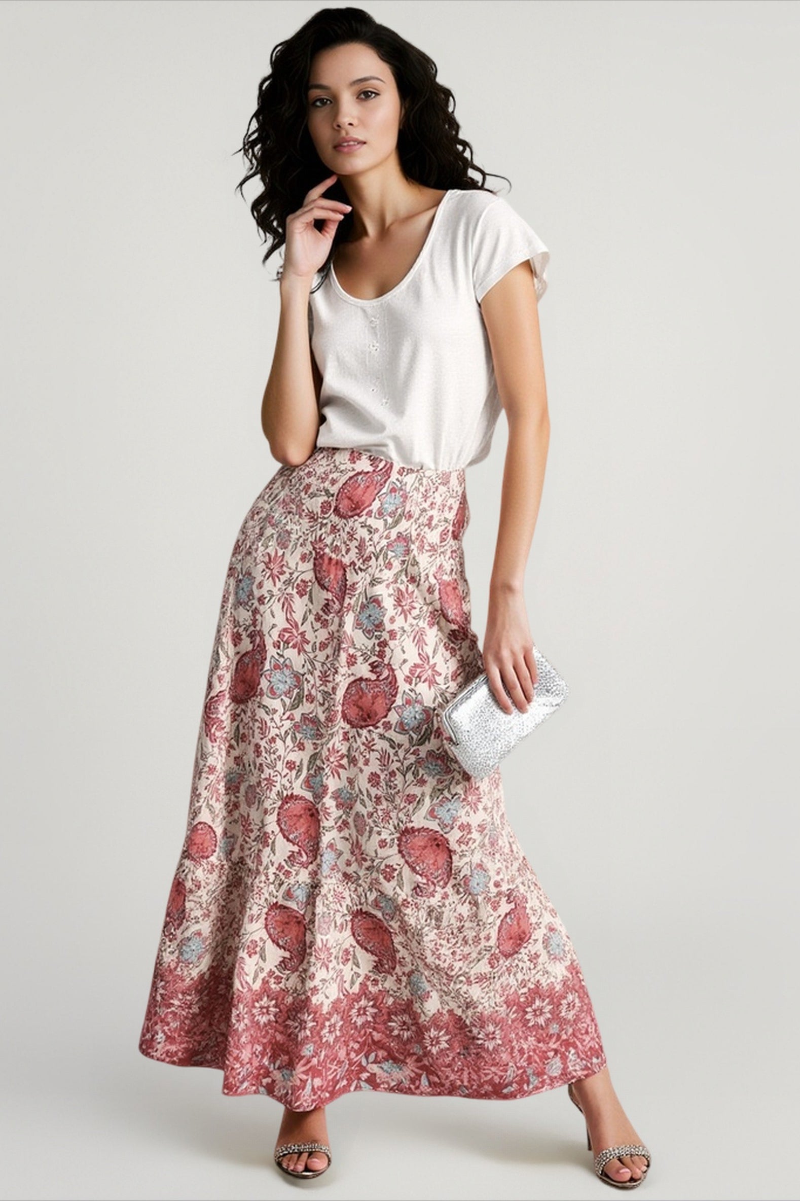 Elegant Print Boho Vacation Skirt