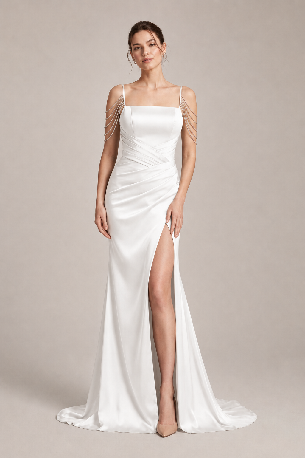 Satin Spaghetti Strap Mermaid Party Dress