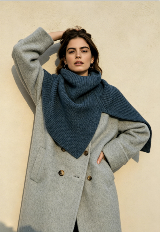 Super Fine Merino Knitted Turtleneck Split Scarf