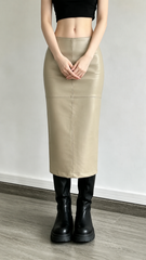PU Leather Split Slim-Fit Skirt