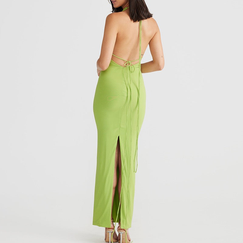 Textured Jersey Open Back Maxi Dress