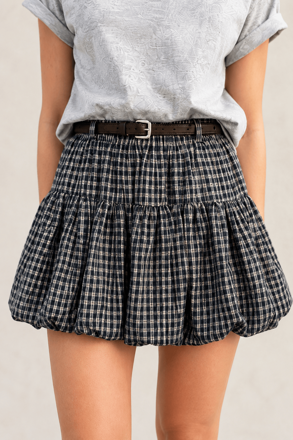 Plaid Tulip High Waist Mini Skirt
