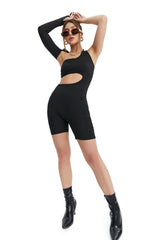 One Sleeve Asymmetrical Neck Cut Out Rompers Playsuit