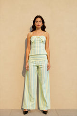 Striped Halter Cami Wide Leg Pants Two Piece Set