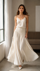 Ruffled High Waist A Line Belted Side Pocket Elegant Skirt