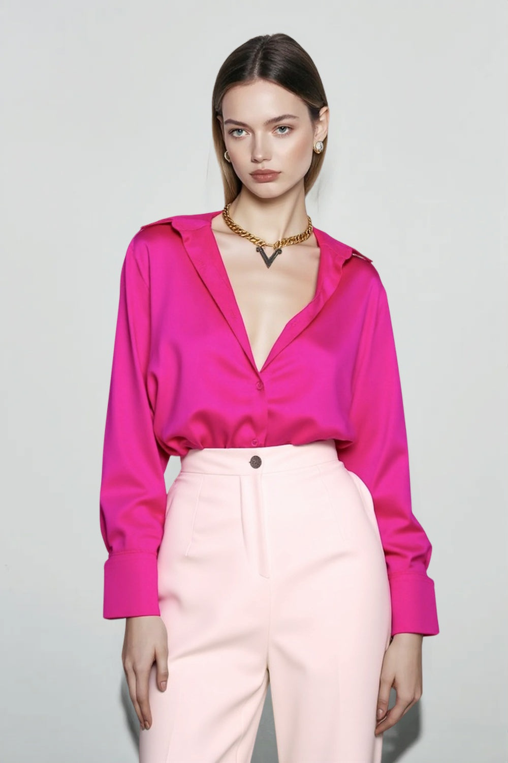 Lace Leather Panel Sheer  Long Sleeve Chic Blouse