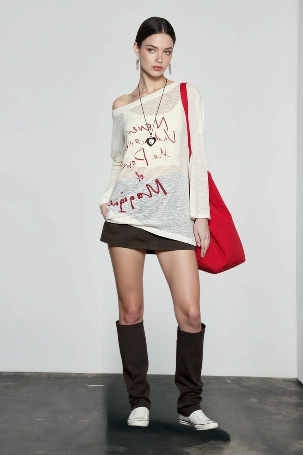 Loose One Shoulder Graphic Cover Up