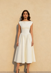 Minimalist Solid Backless Swing Midi Dress