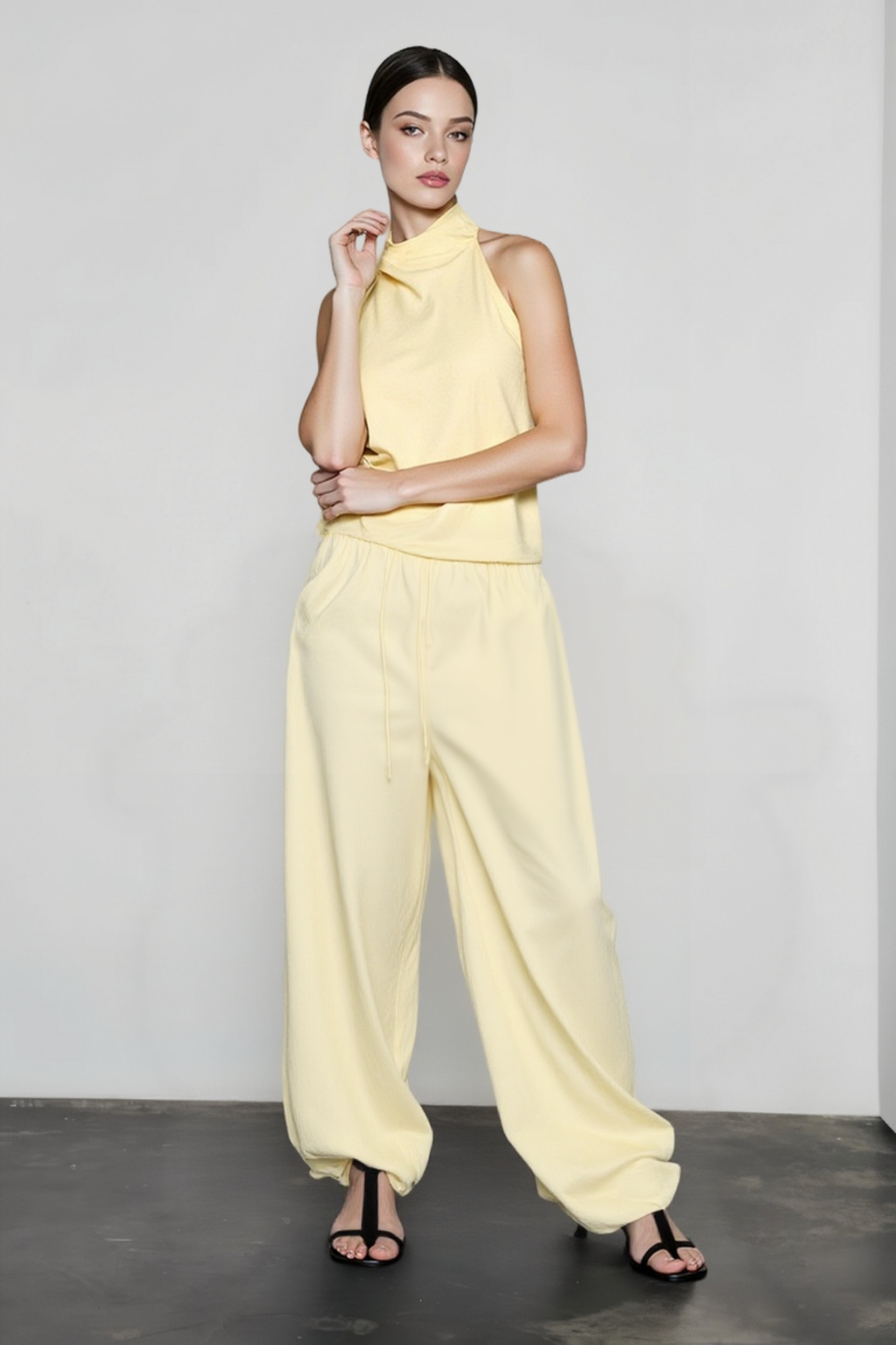 Halter Backless Tie Waist Pants Vacation Set