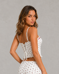 Floral Sleeveless Top Low Waist Mini Skirt Two Piece Set