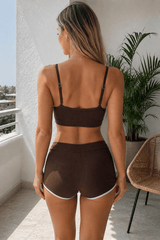 Strapless Ribbed Bikini Two Piece Swim Set