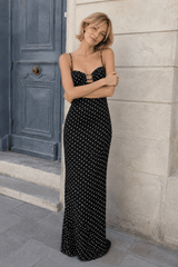 Polka Dot Cami Cutout Slim Maxi Dress