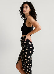 Polka Dot Drawstring Midi Skirt