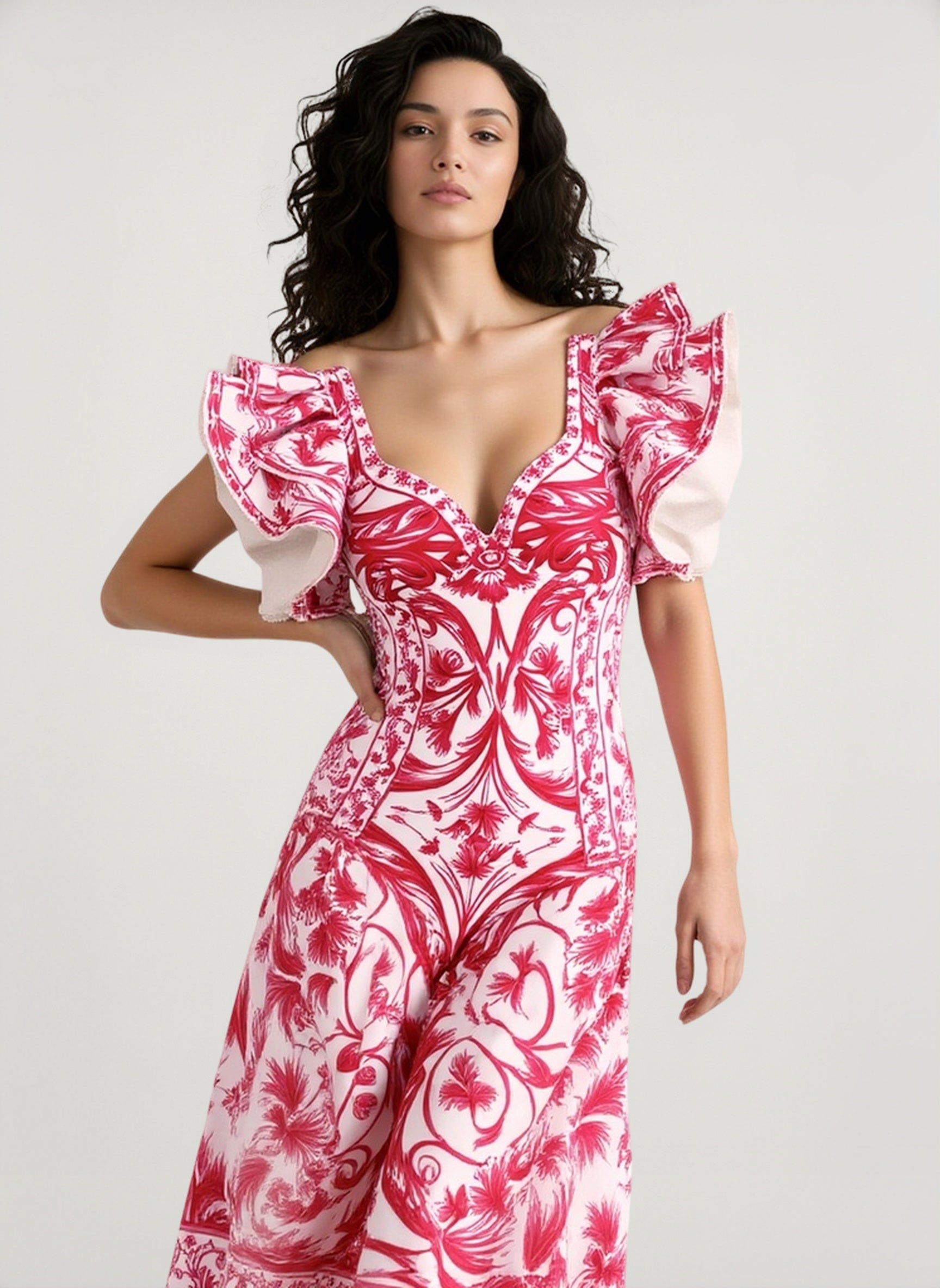 Off Shoulder Print Sarong Two Piece Set