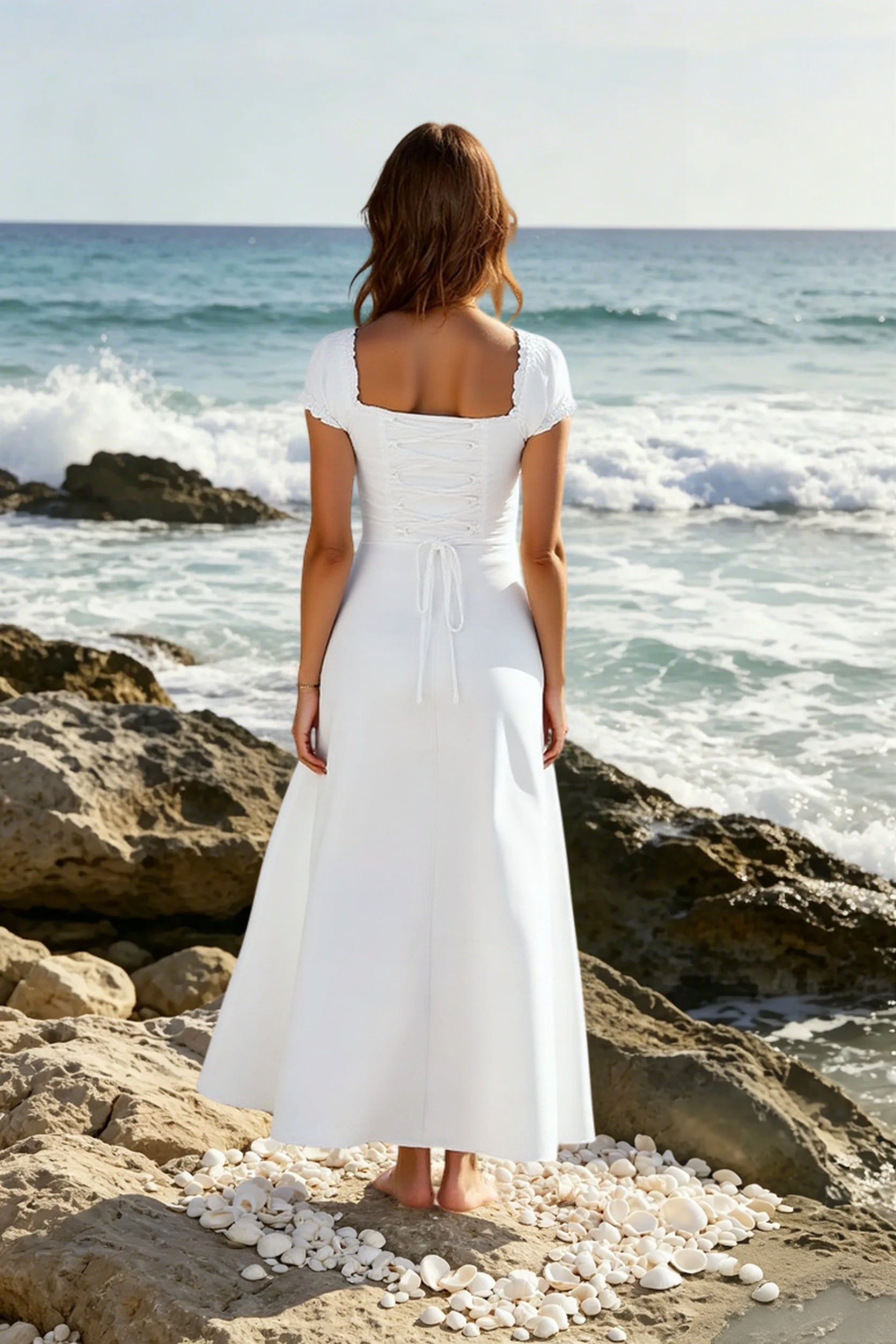 Ruched Puff Sleeve Maxi Work Dress