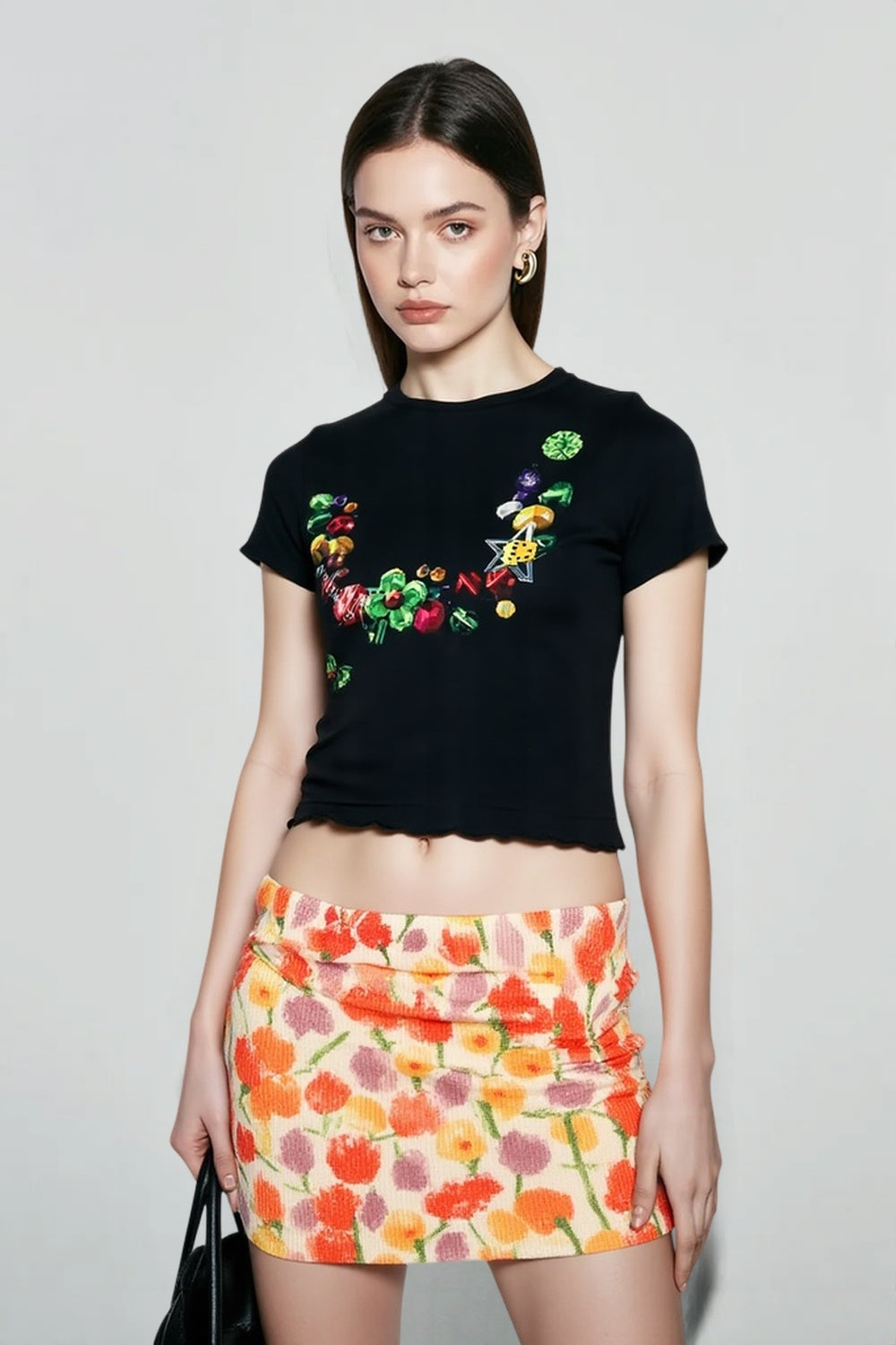 Colorful Floral Sequin Vacation Skirt