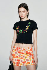 Colorful Floral Sequin Vacation Skirt