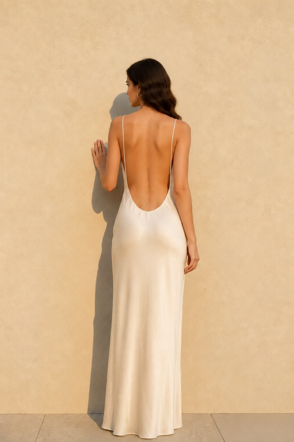 Open Back Satin Maxi Dress