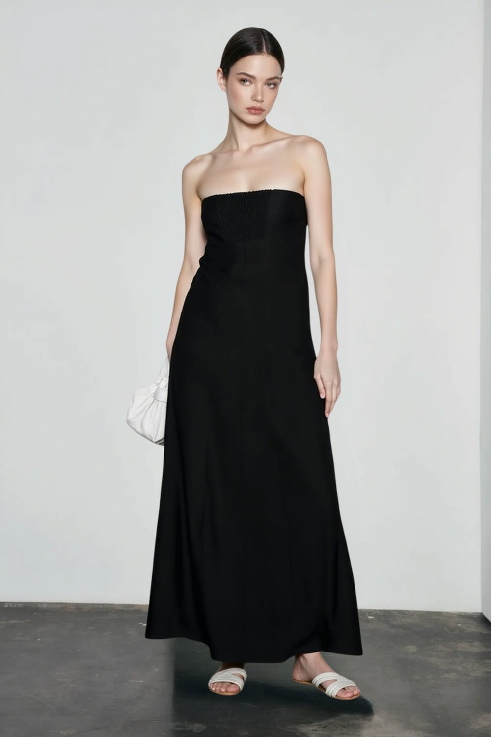 Linen Strapless High Waist Vacation Dress