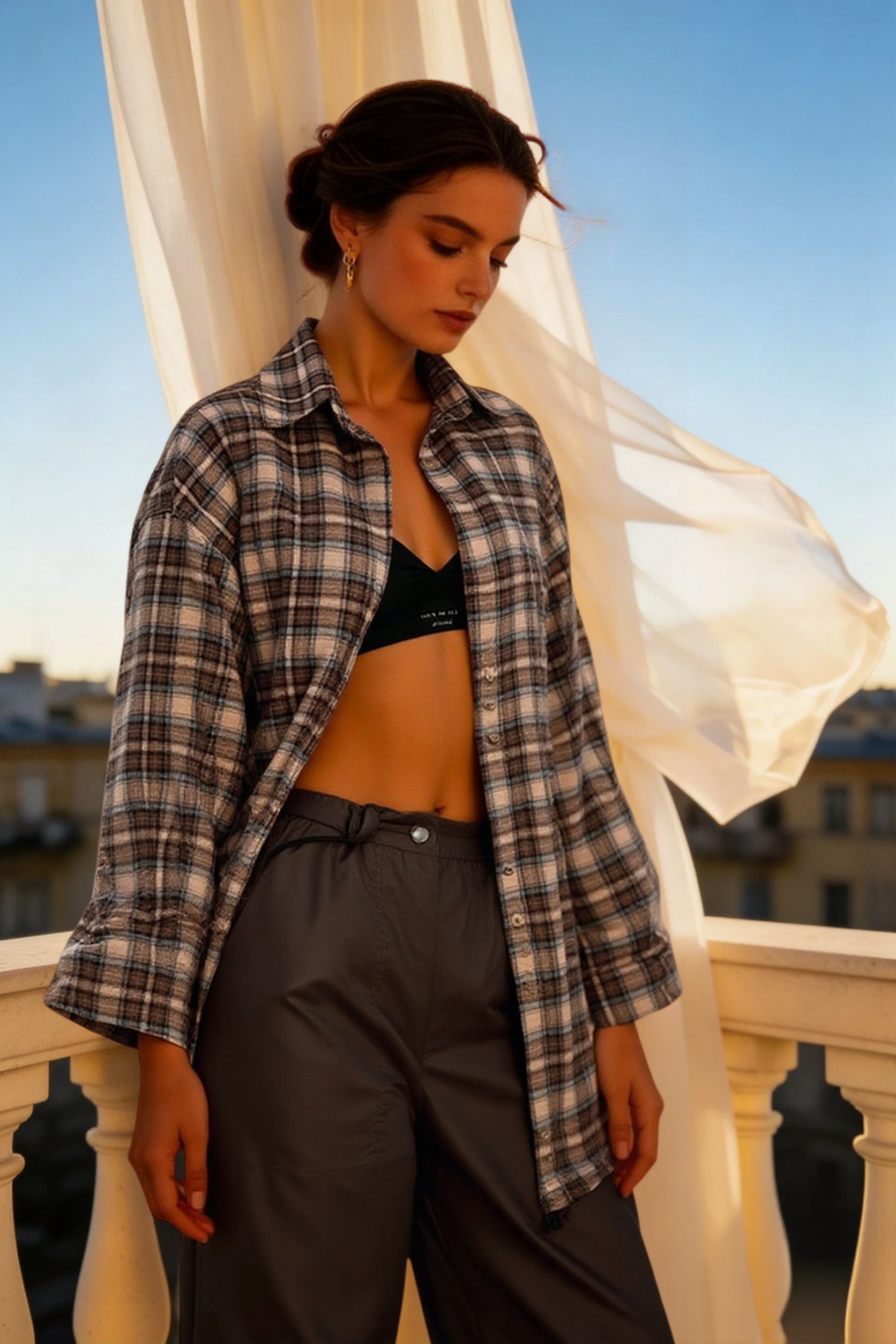 American Vintage Plaid Blouse