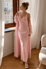 Solid V Neck Cotton Knit Bodycon Two Piece Set
