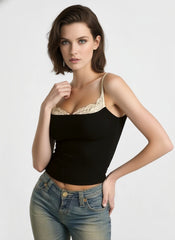 Slim Fit Lace Panel Cami Top