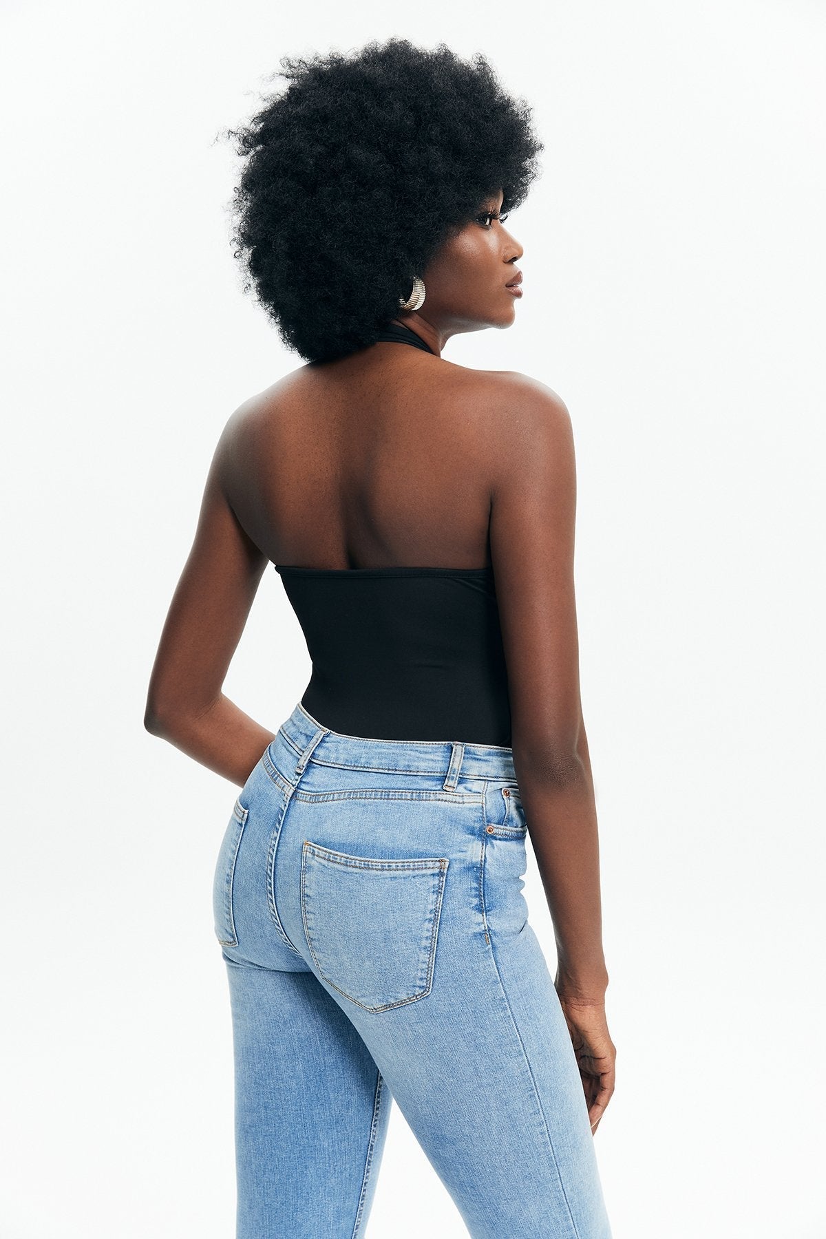Cut Out Off Shoulder Halter Neck Bodysuit