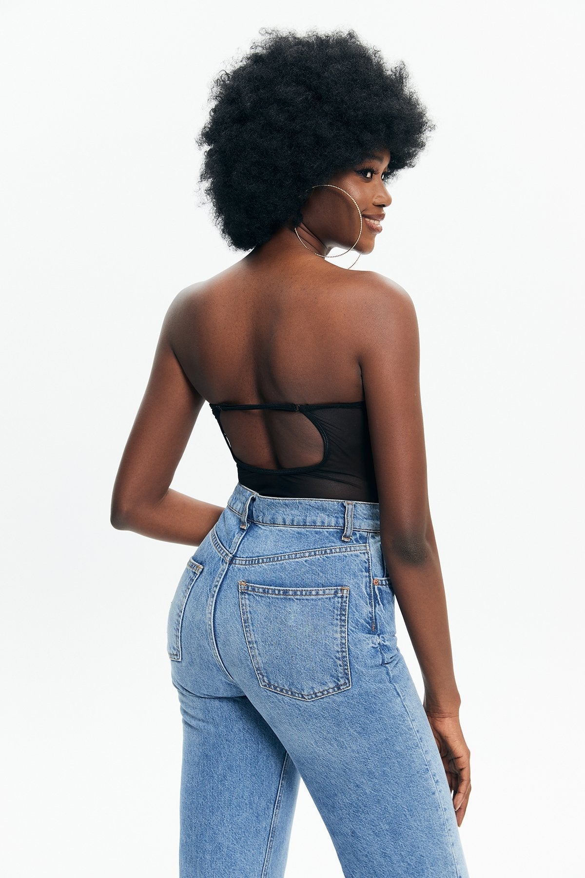 Off Shoulder Mesh Underwire Cut Out Bodysuit