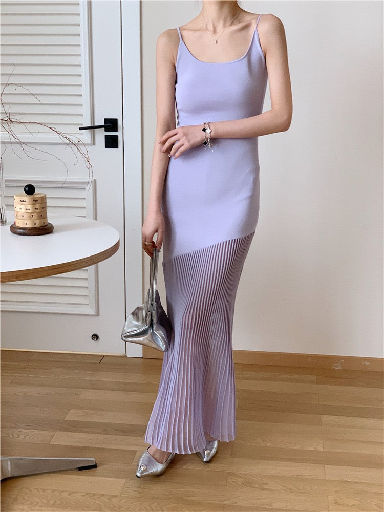 Patchwork Cami Long Sweater Dress