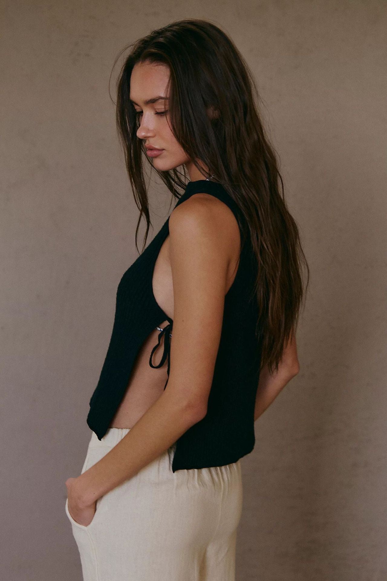 Knit Top With Side Tie Detail