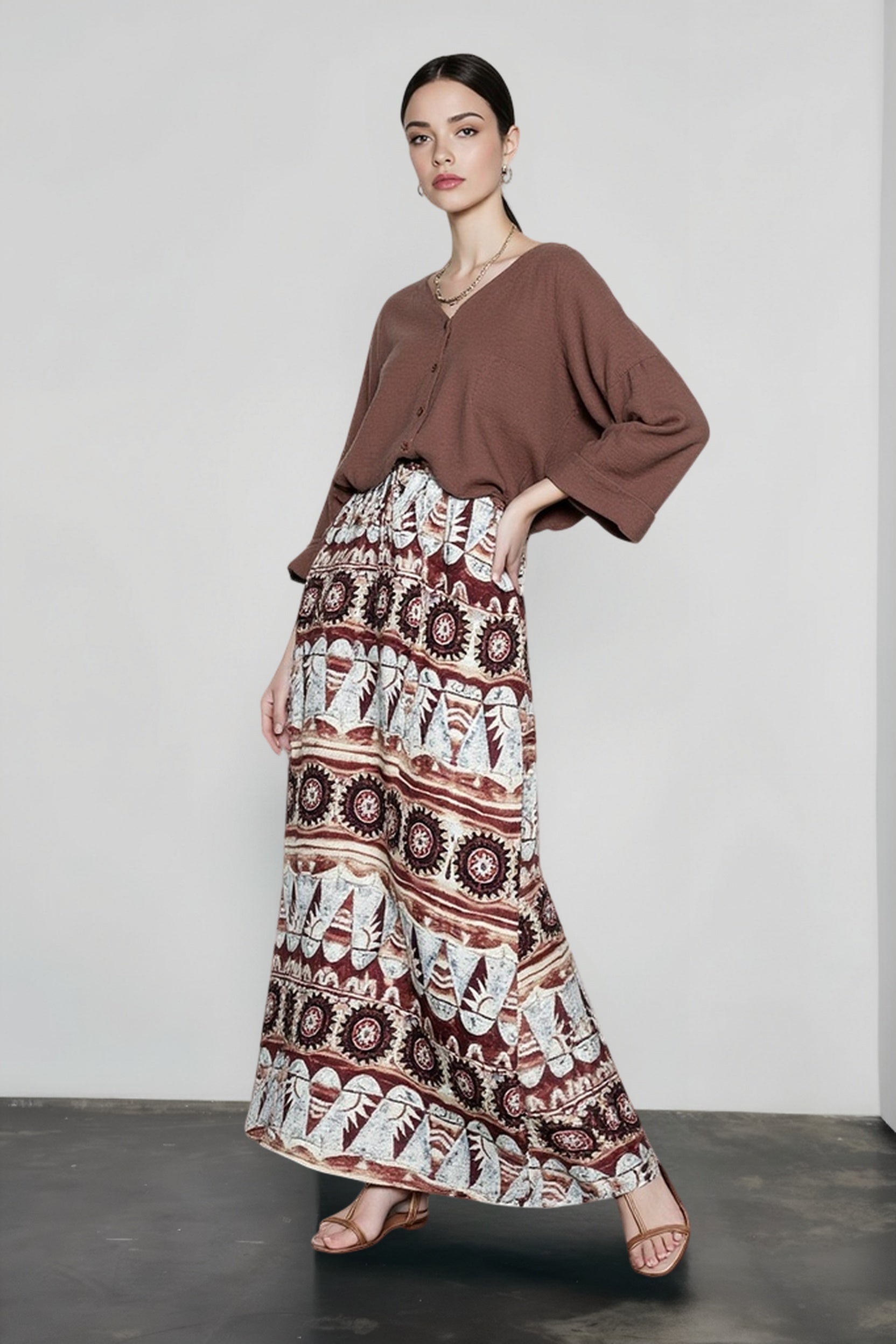 Boho Print Exotic Vacation Skirt
