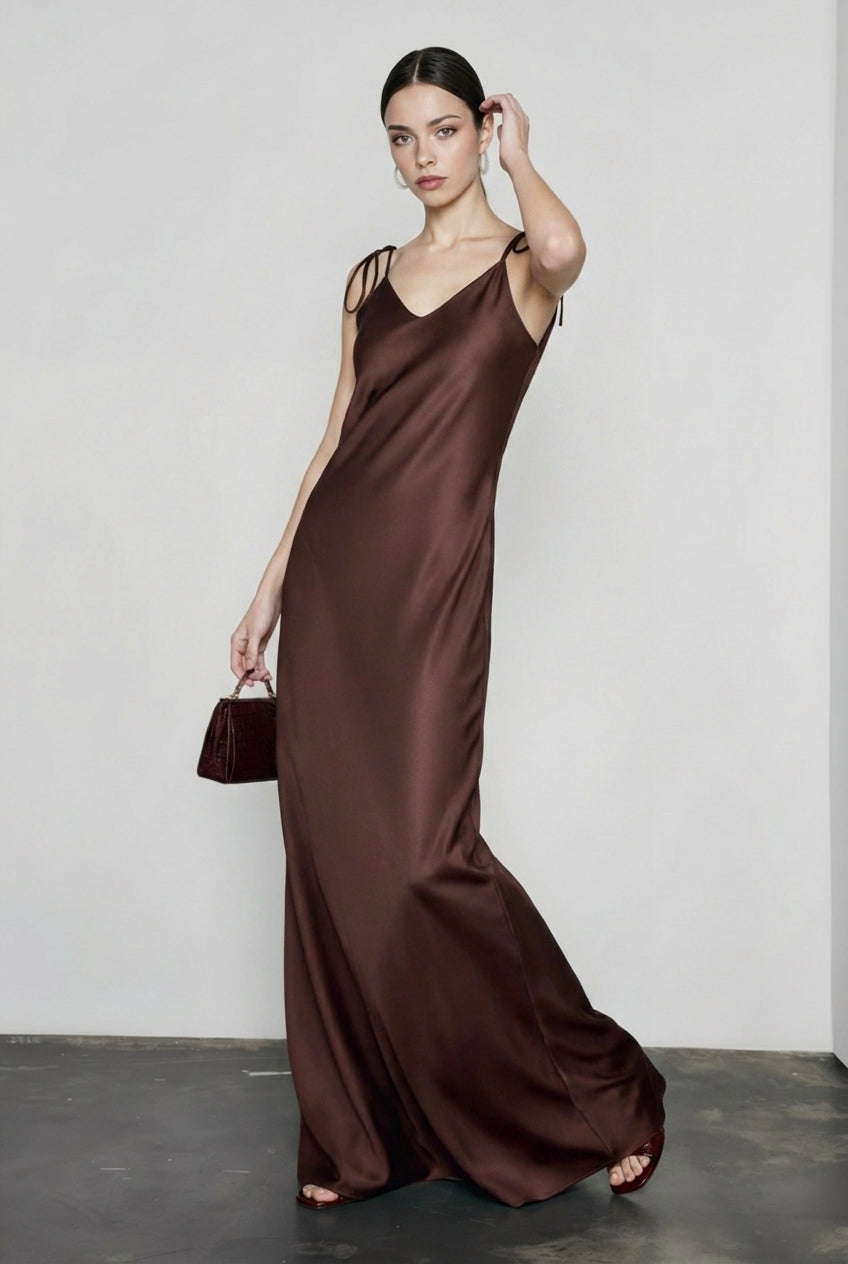 Satin Cami Backless Silk Dress