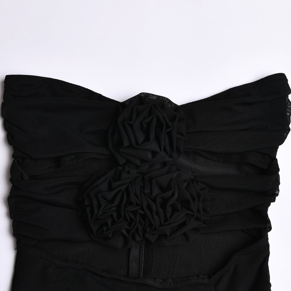 Slinky Jersey Ruched Cut-Out Midaxi Dress in Black
