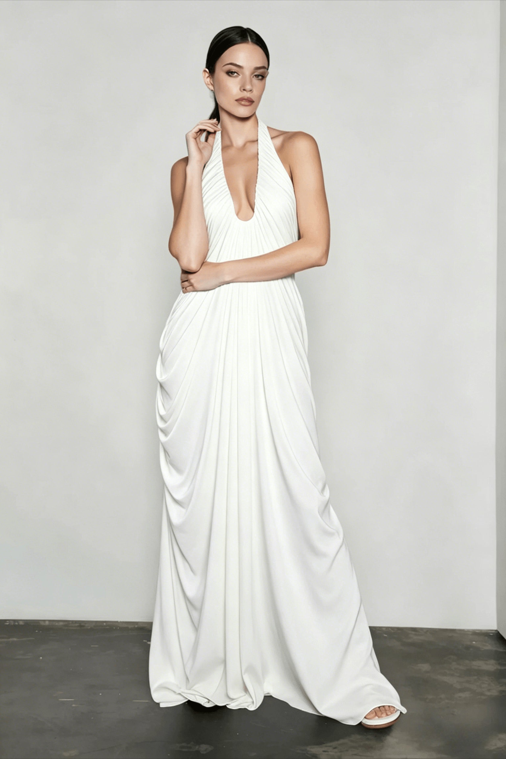 Sheer Backless V Neck Vacation Dress