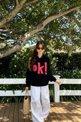 3D OK Letter Print Hoodie