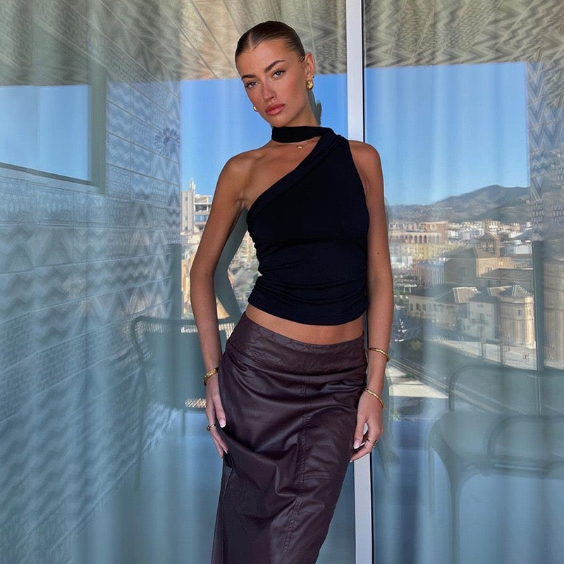 Anderstone Neck Tie Top Black