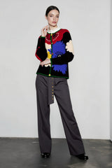 Vintage Floral Embroidered Knit Cardigan
