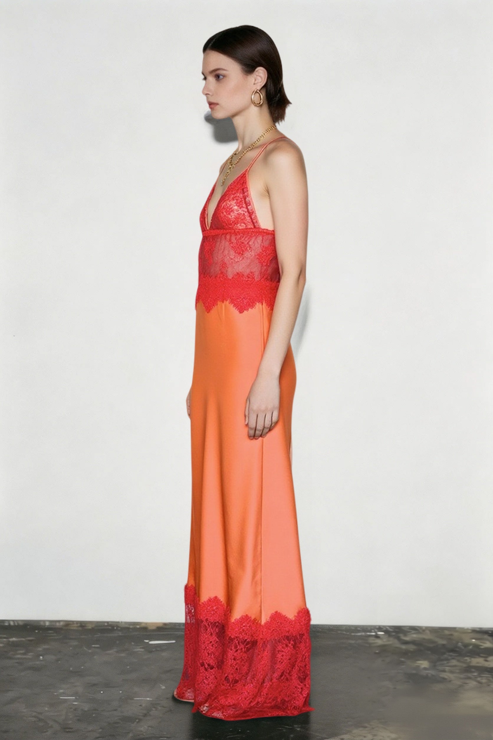 Elegant Sexy Deep V Sheer Lace Patchwork Maxi Dress