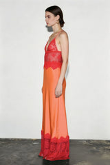 Elegant Sexy Deep V Sheer Lace Patchwork Maxi Dress