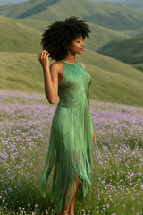 Elegant Halter Tassel Cocktail Dress