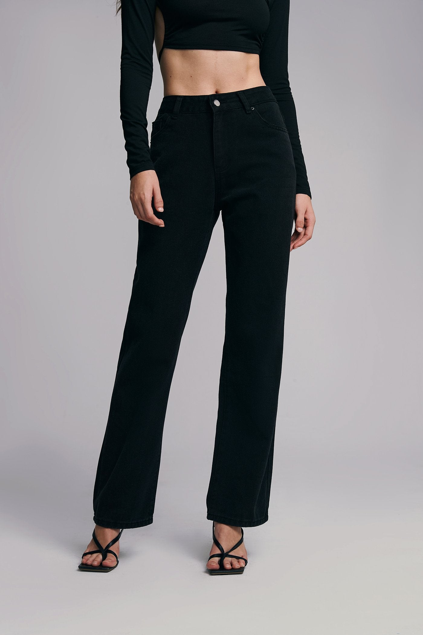 High Waist Dual Pocket Straight Pants