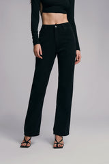 High Waist Dual Pocket Straight Pants