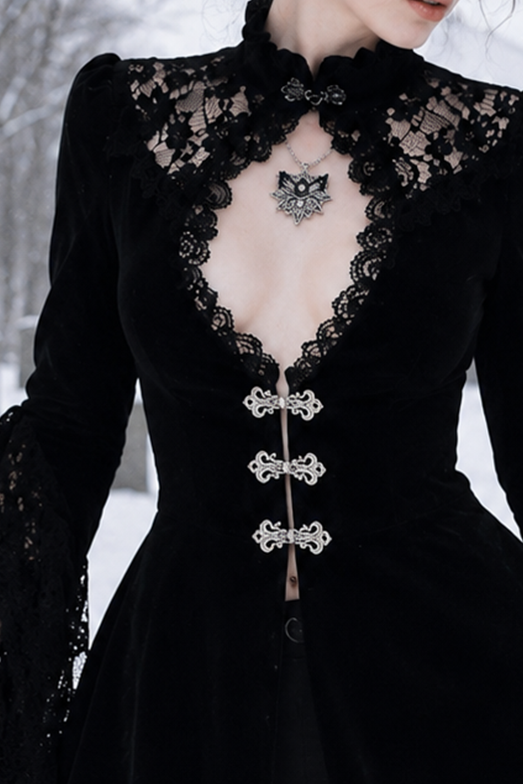 Deep-Neck Empty Flare Mini Garment